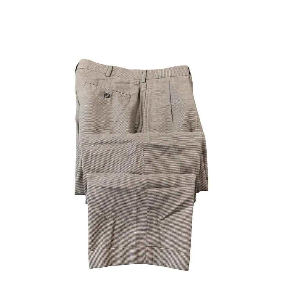 Polo Ralph Lauren 90s Double Pleated Brown Cotton Tickweave Trouser Size 32x28